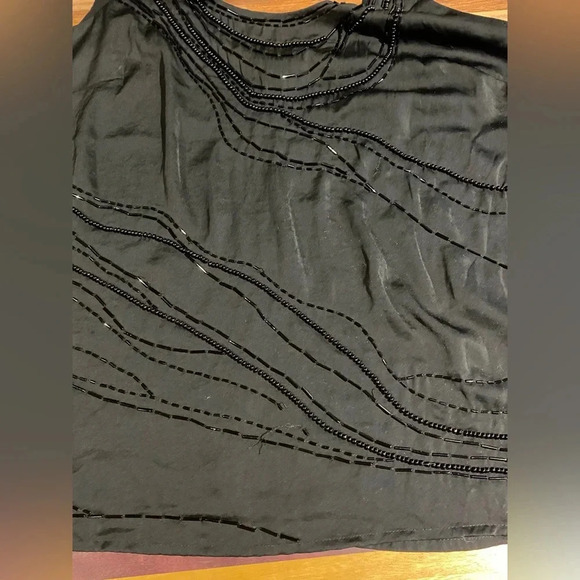 Banana Republic BR Monogram Black Beaded Sleeveless Top, size L - Picture 8 of 9